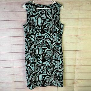 AGB Blue & Brown‎ Floral Sheath Dress Size 12